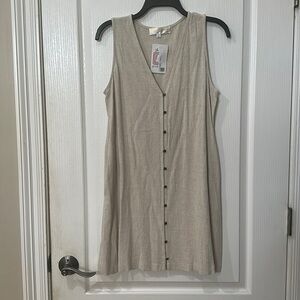 Adaline clothing size small oatmeal color button-down V-neck sleeveless dress